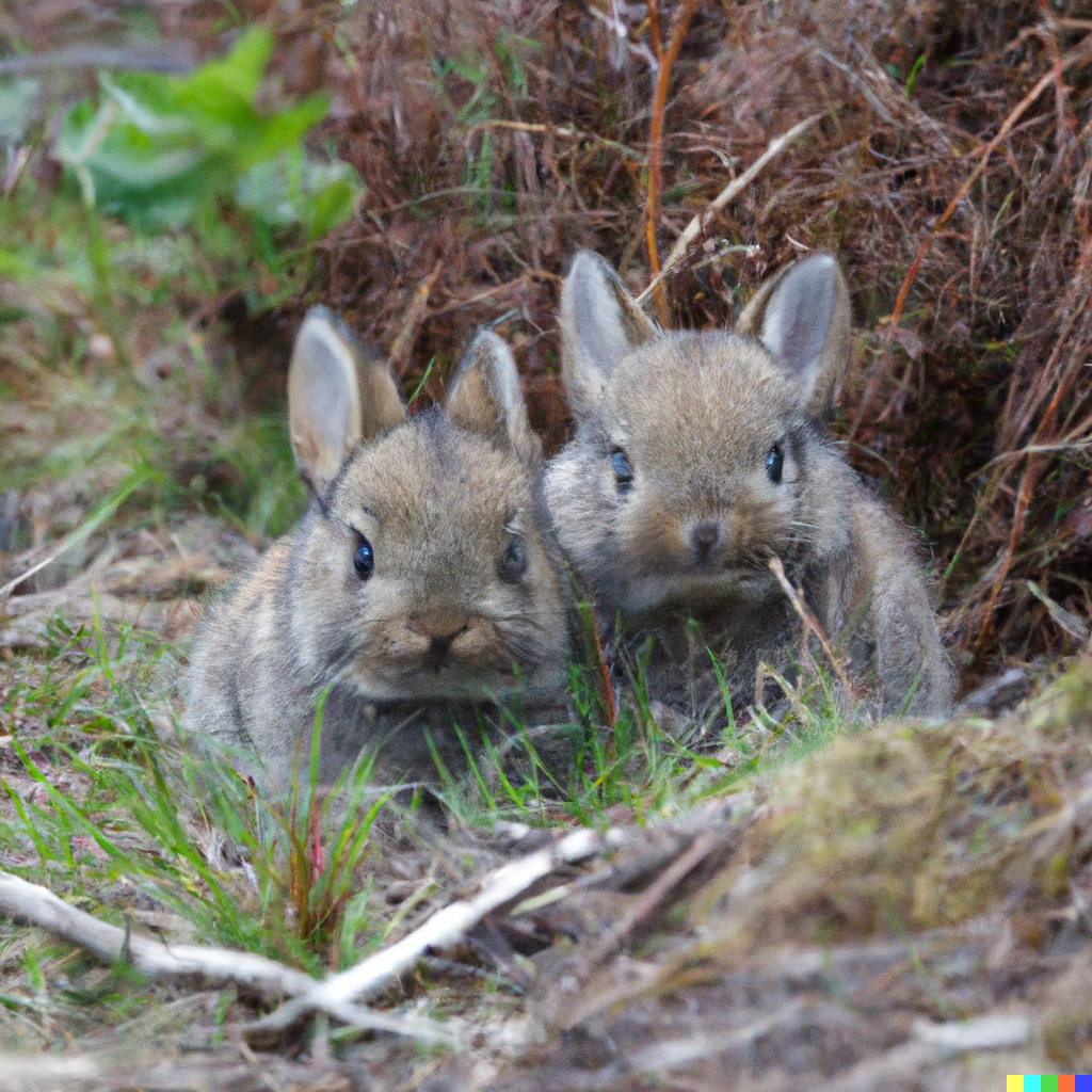 Baby Rabbits Alone in the Wild