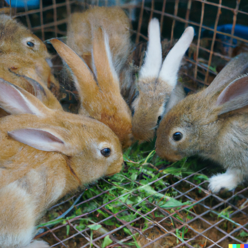 Baby Rabbits Eating