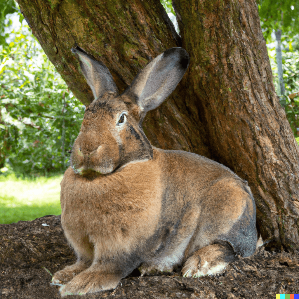 Big Rabbit Pet Sitting Under the Tree