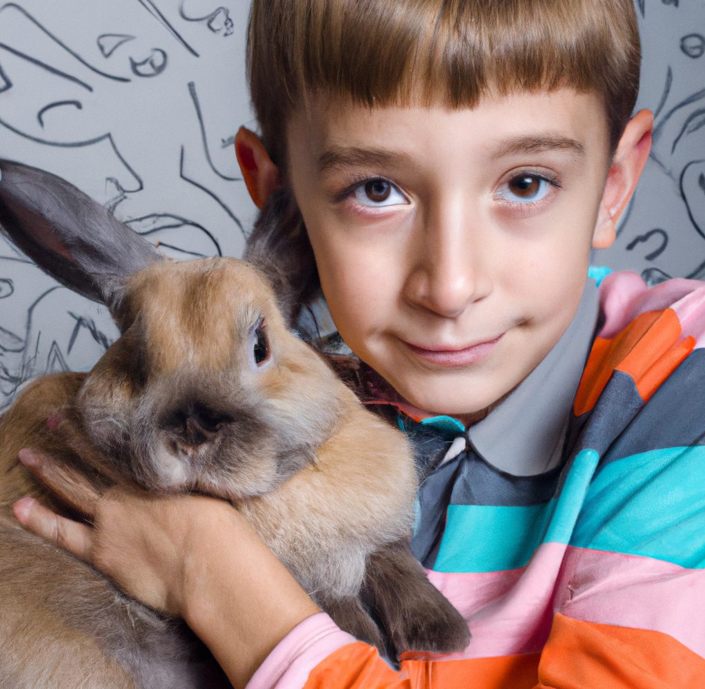 Boy Hugging Rabbit Pet