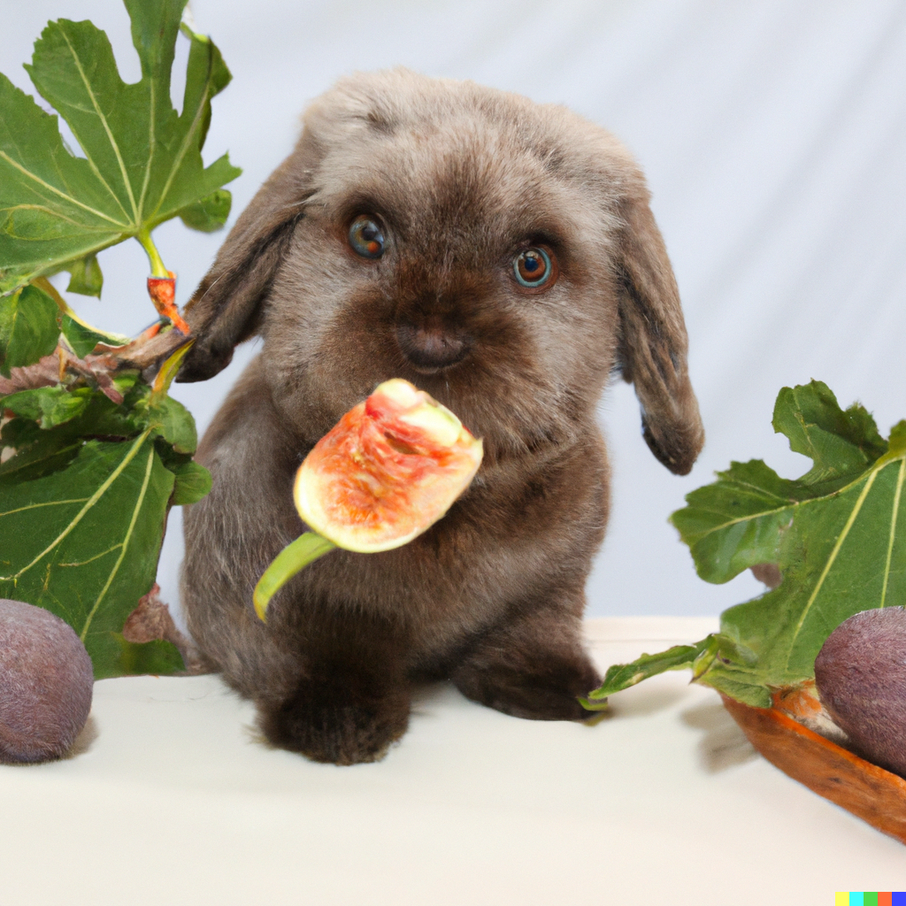Dwarf Lop Rabbit Eating Figs