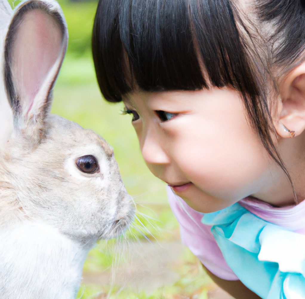 Girl and Rabbit Staring