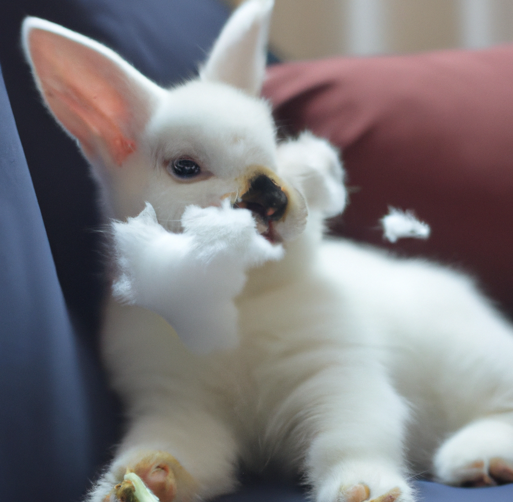 Rabbit Chewing Cotton