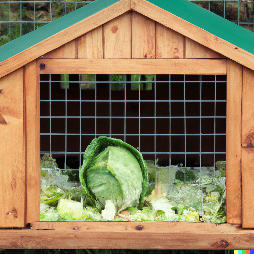 Rabbit Hutch With Lots of Veggies