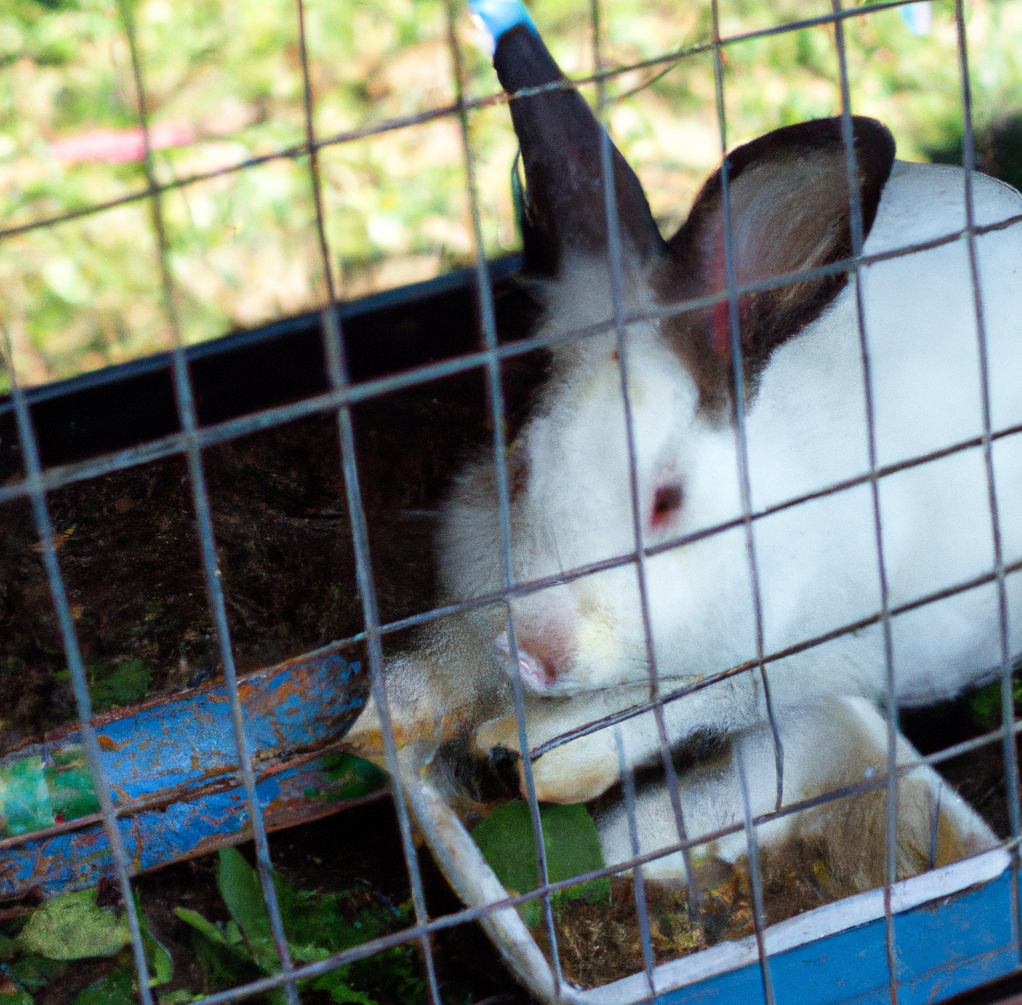 Rabbit Ignoring Food Inside the Hutch