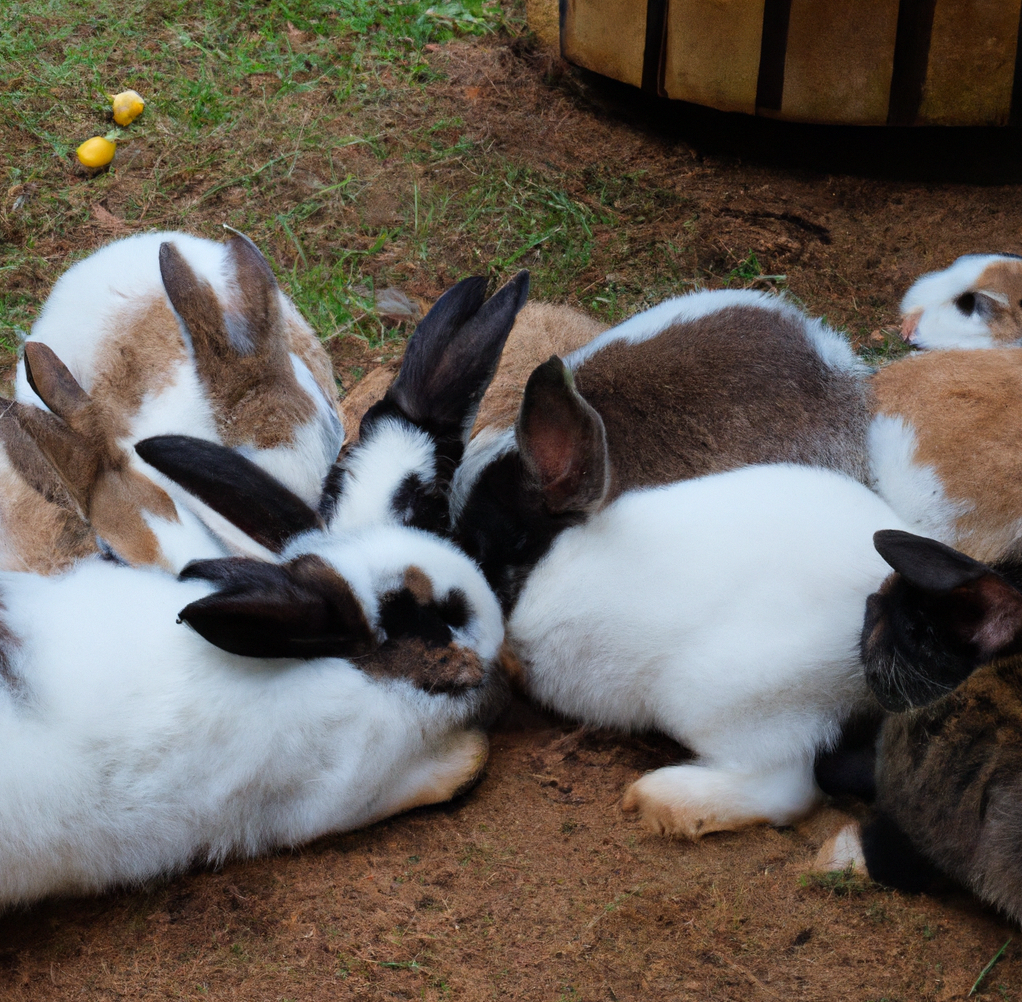 Rabbits Playing in the Garden